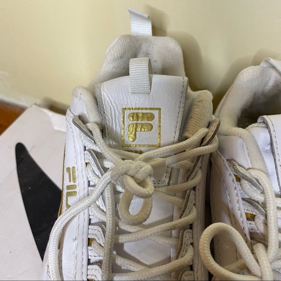 White and Gold Metallic accent Fila Sneakers - Picture 8 of 14